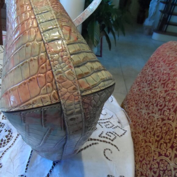 Brahmin “Katie” Pastel Multi-Color Melbourne Croc-Embossed Leather Shoulder Bag - Picture 7 of 16